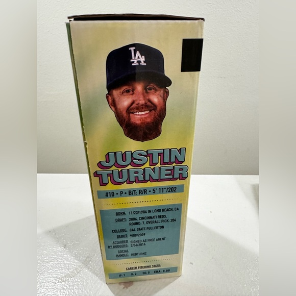 2022 Justin Turner Pitcher Bobblehead Dodgers NIB Never Opened - Picture 3 of 6